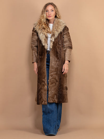 Women Fur Coat 80's, Size Medium M Fur Coat, 80s Luxurious Coat, Brown Fur Overcoat, Penny Lane Fur Coat, Retro Chic Fur Coat, 80s Outerwear