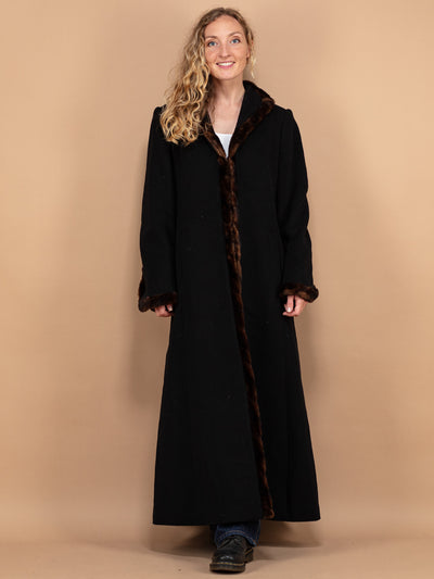 Cashmere Blend Overcoat, Size Small Retro Cashmere Coat, Elegant Women's Coat, Black Cashmere Coat Women, Cashmere Fur Coat, Wool Outerwear