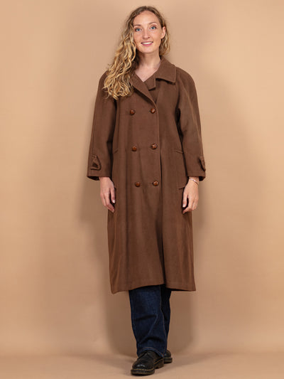 Wool Longline Coat, Women Size Medium Vintage Wool Overcoat, Elegant Women's Coat, Brown Wool Coat Women, Long Woolen Coat, Wool Outerwear