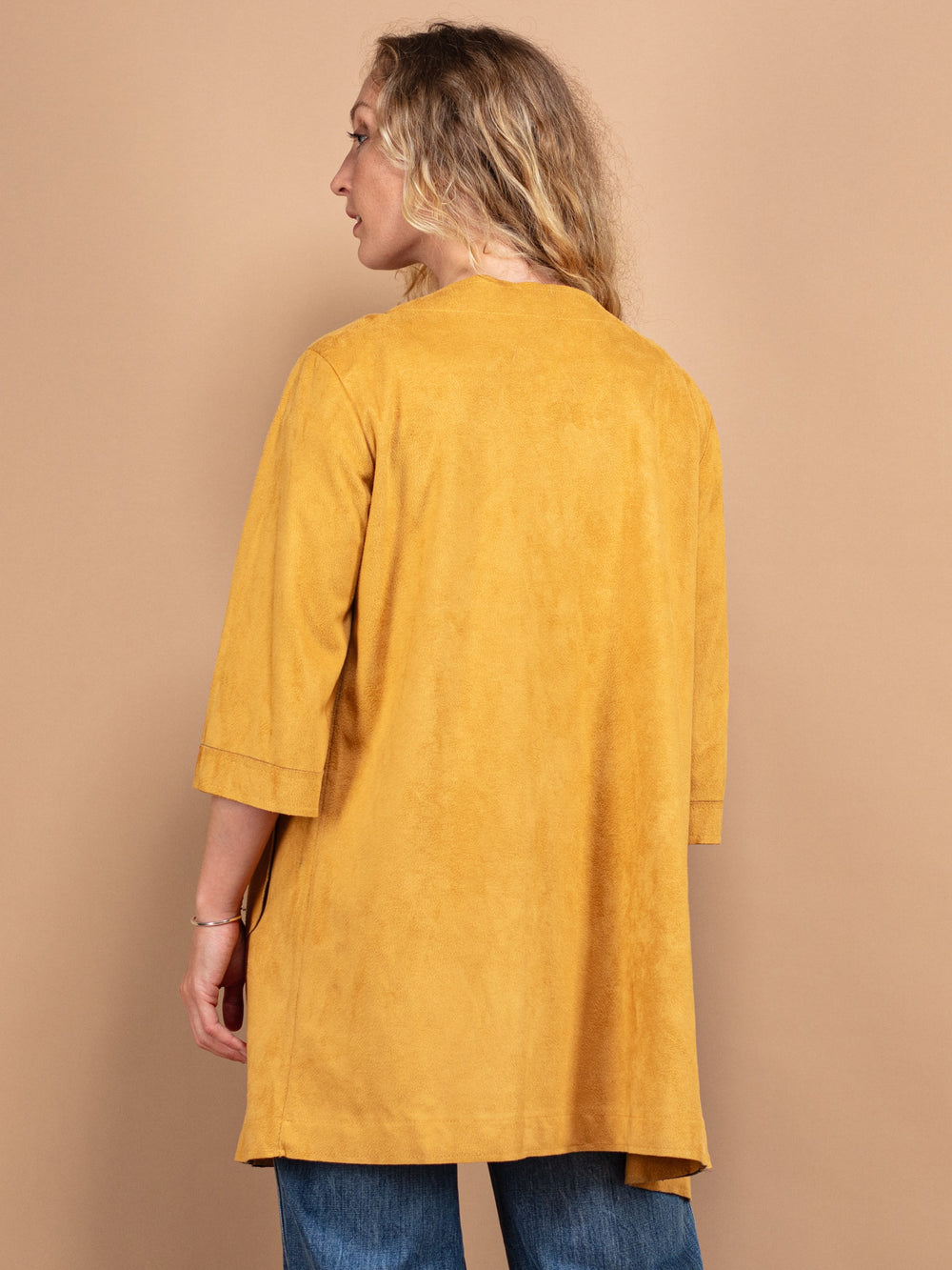 Vintage 90's Women Short Sleeve Suede Jacket in Brown - NorthernGrip