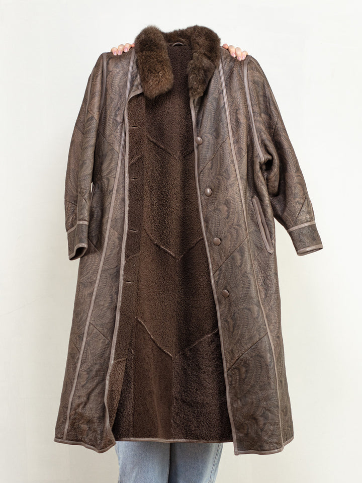 Penny Lane Coat 80's vintage women brown sheepskin shearling coat vintage women elegant coat boho almost famous outerwear size medium M