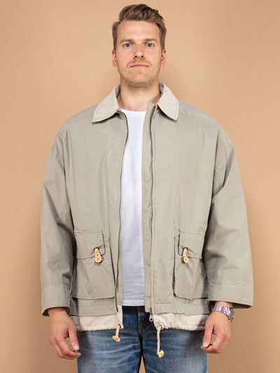 Mac Coat Men 90's vintage mac coat grey parka style short coat classic minimalist short coat sleek autumn classy zip up coat size large