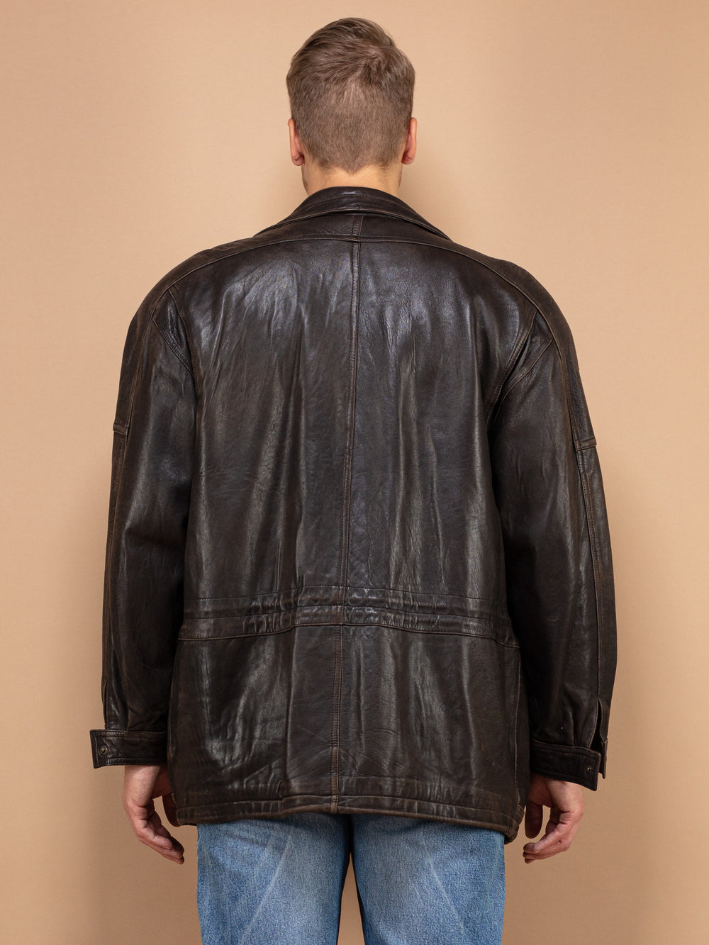 Vintage 80's Men Leather Jacket in Brown - NorthernGrip