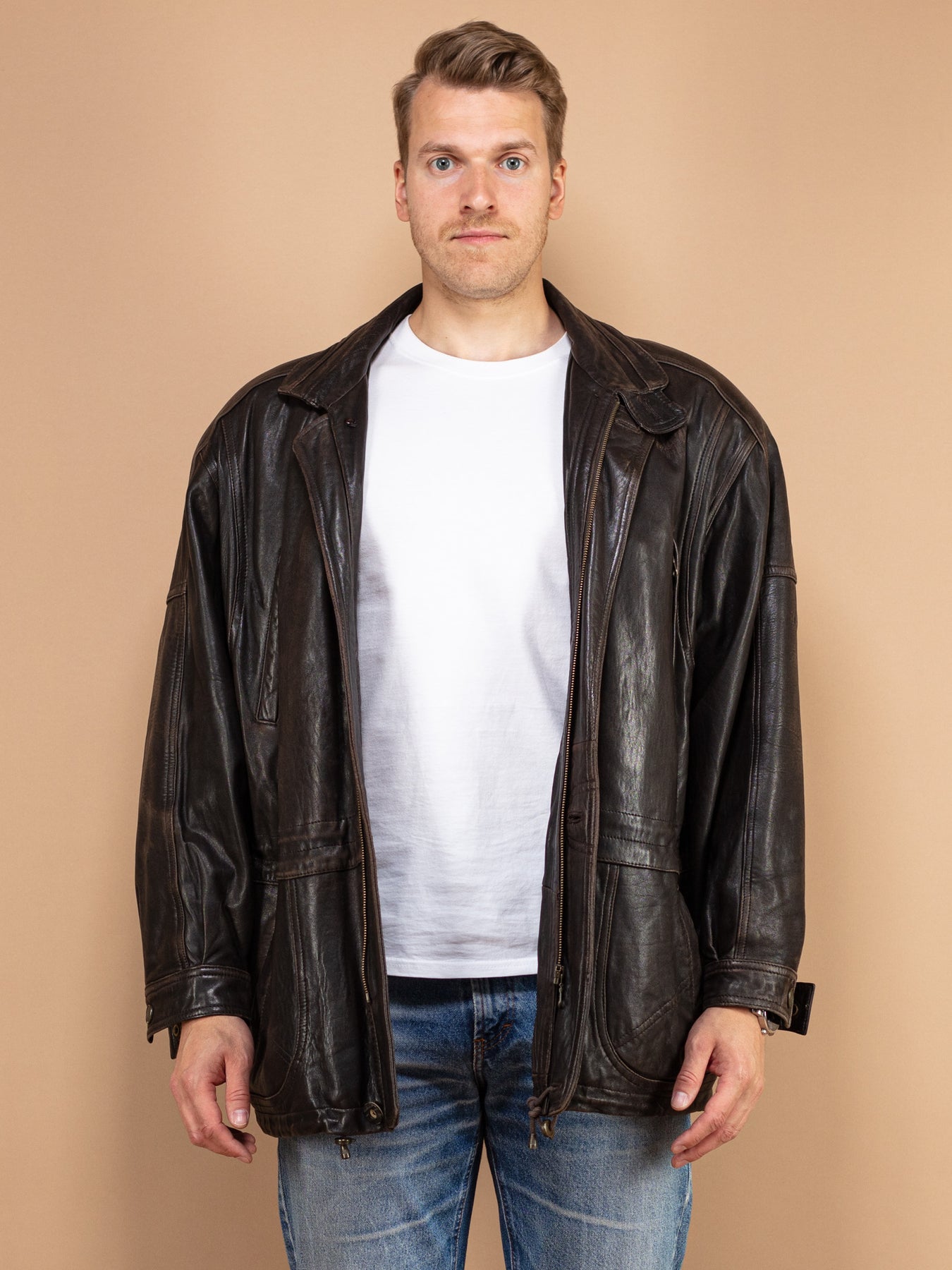 Online Vintage Store 80's Men Leather Jacket Northern Grip