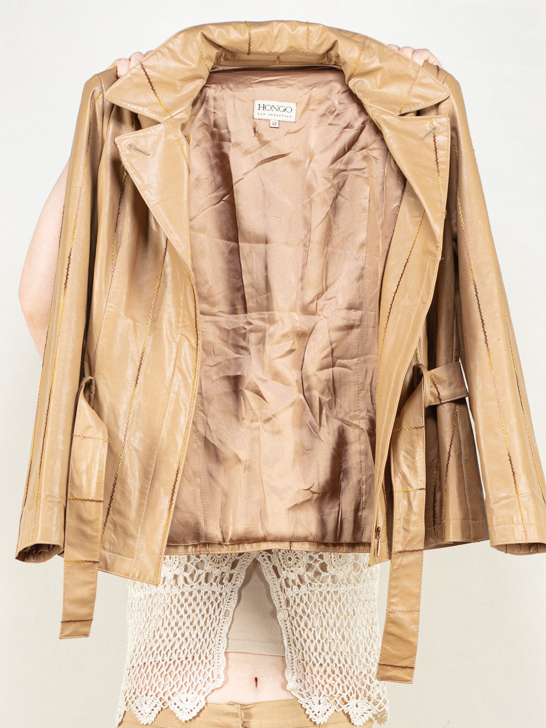 Faux Leather Jacket 80's vintage women button up fitted grunge y2k streetwear edgy effortless minimalist jacket street style size medium M