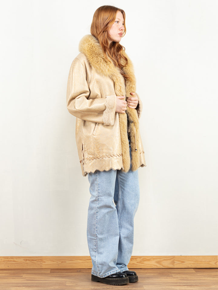 Vintage 90's Women Penny Lane Coat in Beige - NorthernGrip