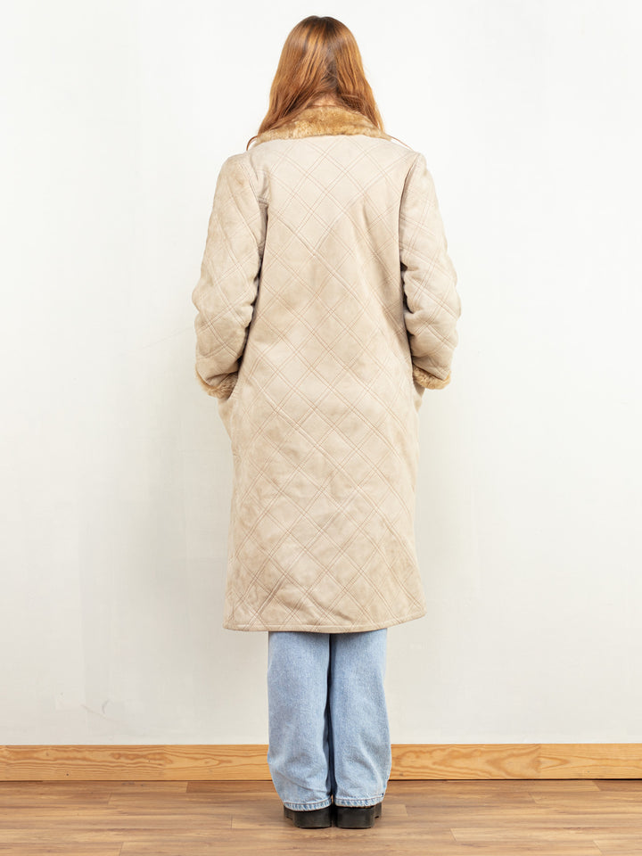 Sheepskin Shearl Coat 80's vintage beige sheepskin coat shearling long coat western afghan almost famous style coat women size medium M