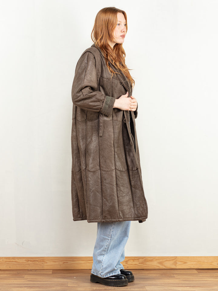 Sheepskin Coat Women 80s vintage women boho coat oversized western style sheepskin coat vintage outerwear clothing women size large L