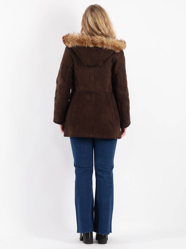 Vintage 70's Women Sheepskin Coat in Brown
