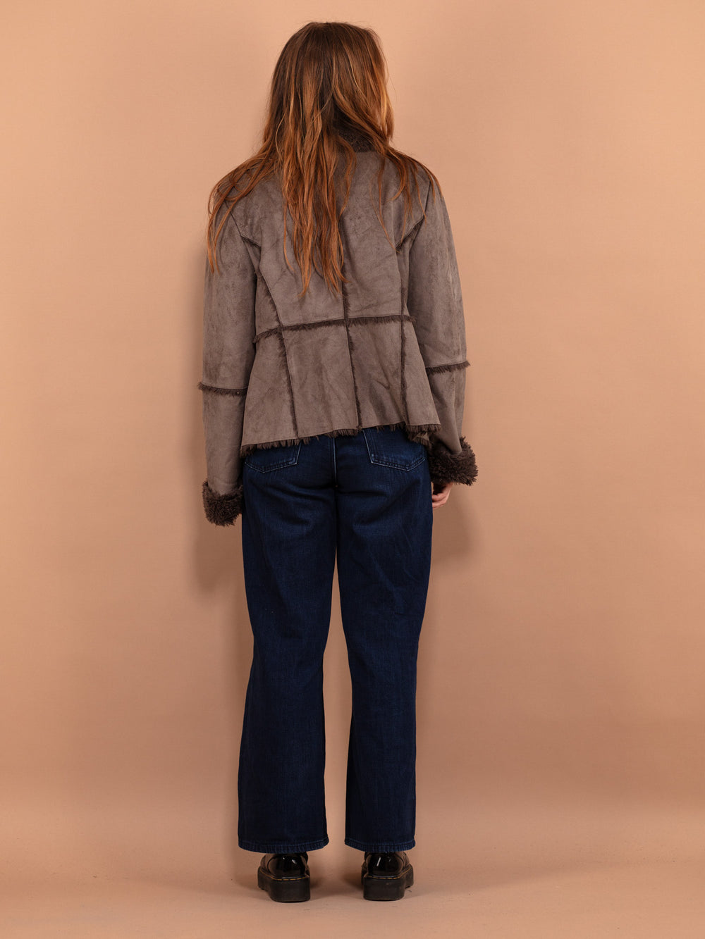 Vintage 00's Women Faux Shearling Fur Jacket in Grey - NorthernGrip