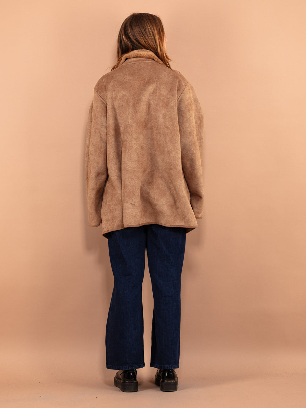 Vintage 00's Women Oversized Faux Sheepskin Coat in Beige - NorthernGrip