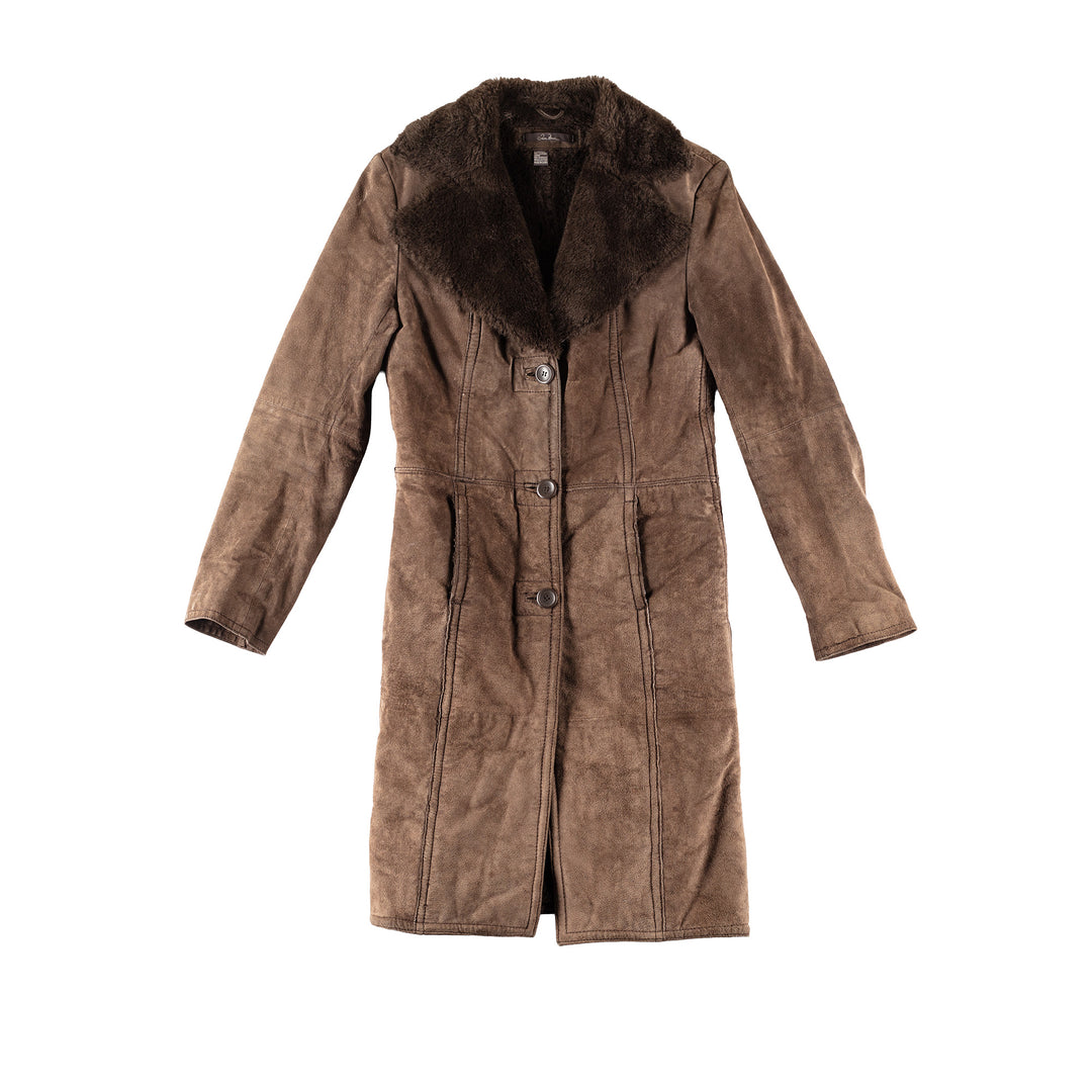 Vintage 70's Women Faux Sheepskin Coat in BrownMN331