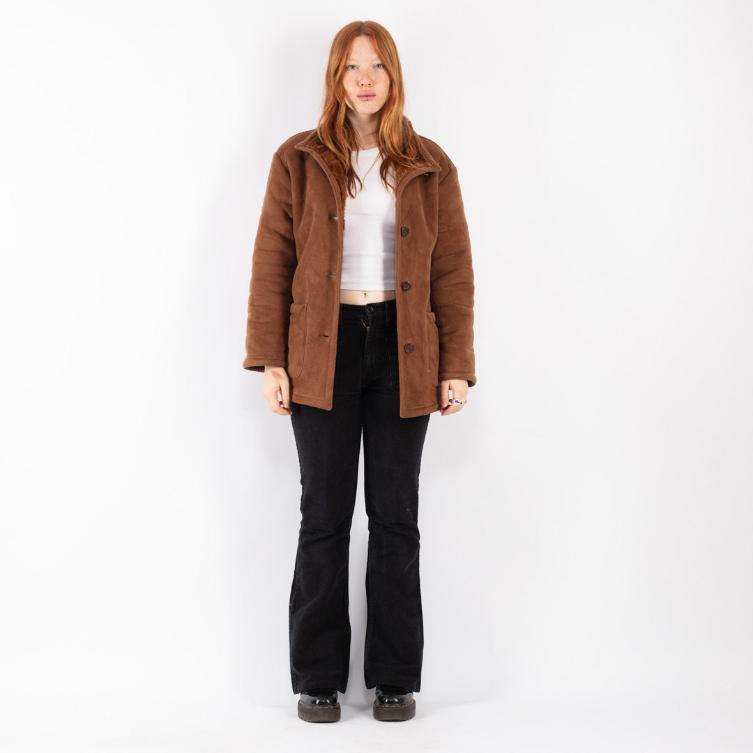 Vintage 90's Women Sherpa Coat in Brown