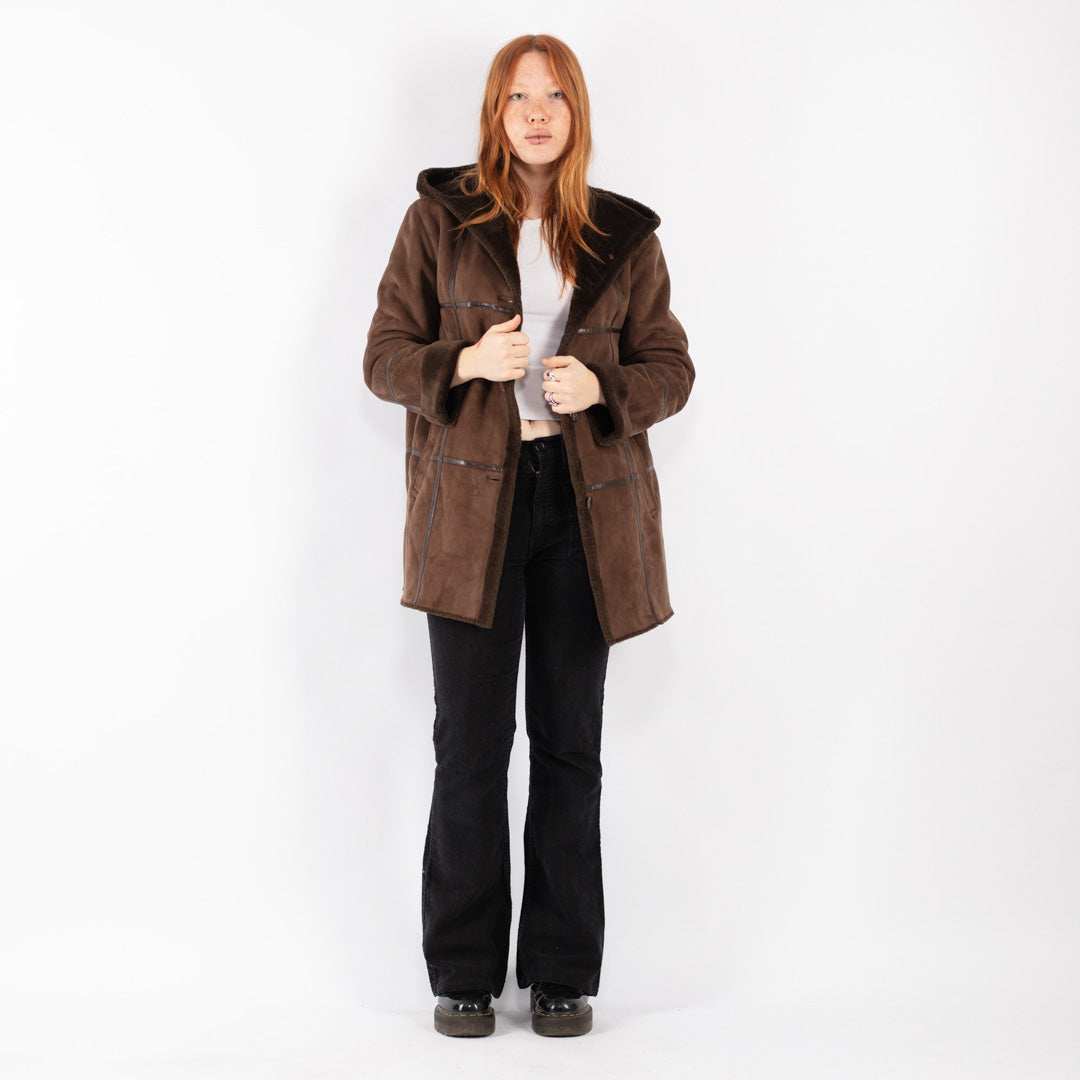 Vintage 90's Women Sherpa Coat in Brown