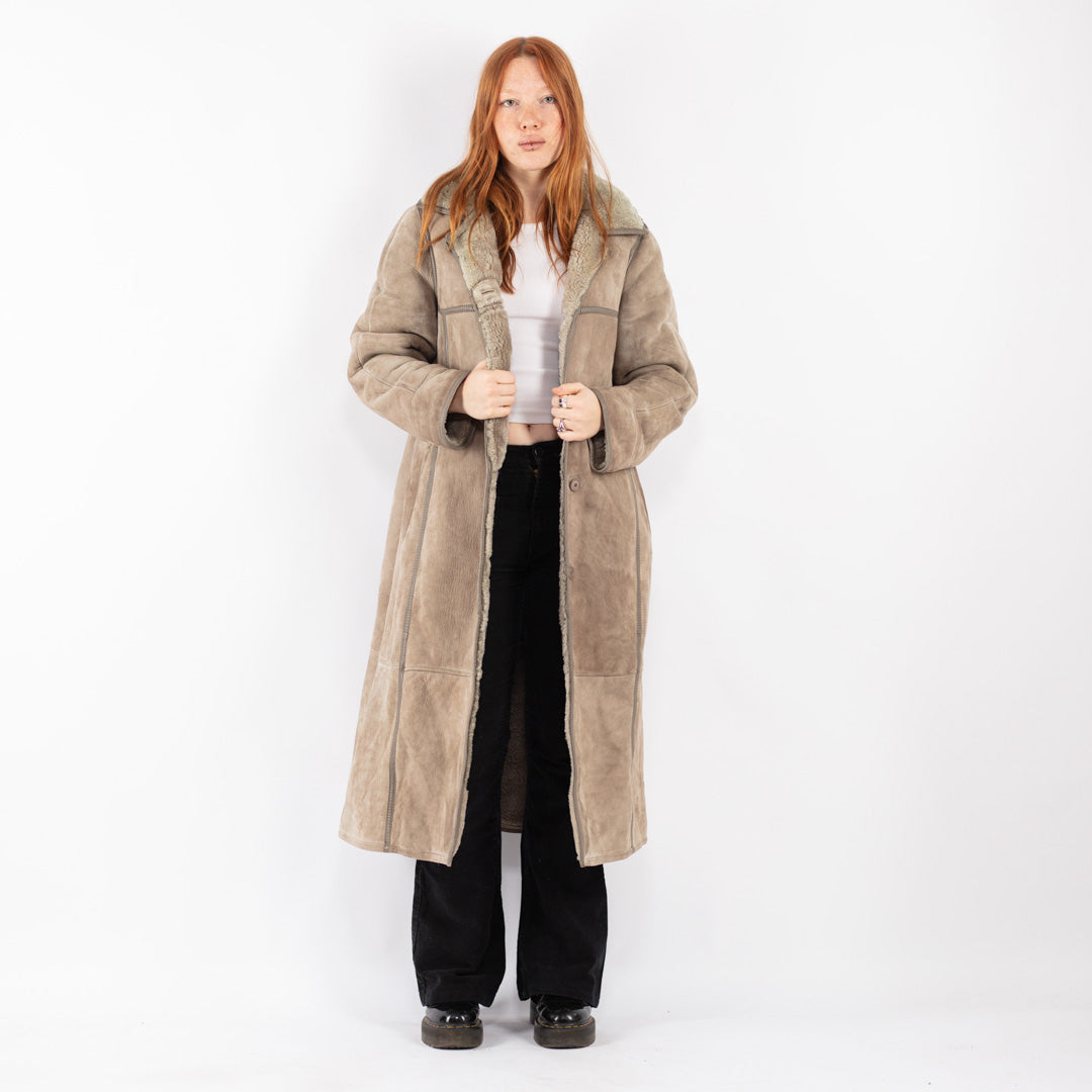 Vintage 70's Women Sheepskin Coat in Beige