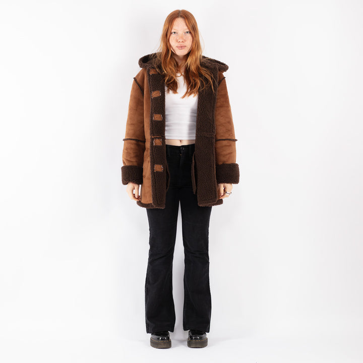 Vintage 90's Women Faux Sheepskin Coat in