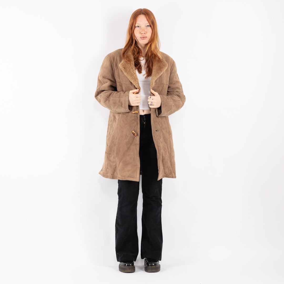 Vintage 70's Women Sheepskin Coat in Beige