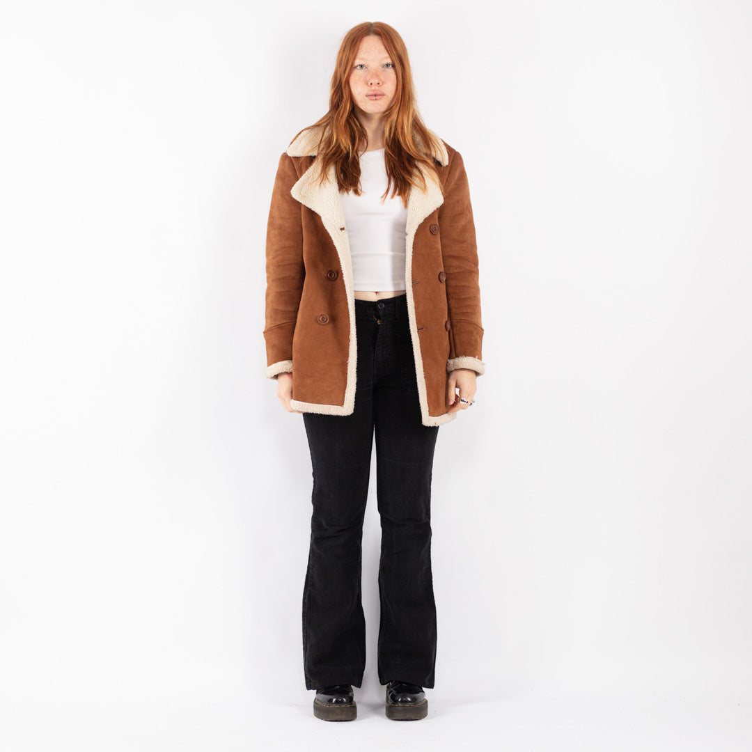 Vintage 90's Women Faux Sheepskin in Brown