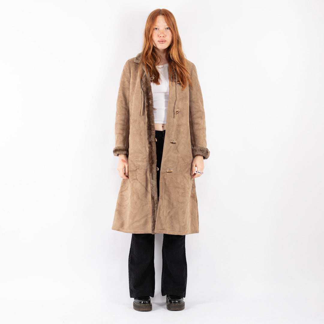 Vintage 70's Women Sheepskin Coat in Beige