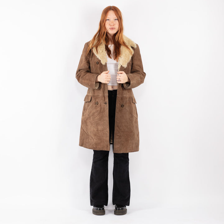 Vintage 70's Women Sheepskin Coat in Brown