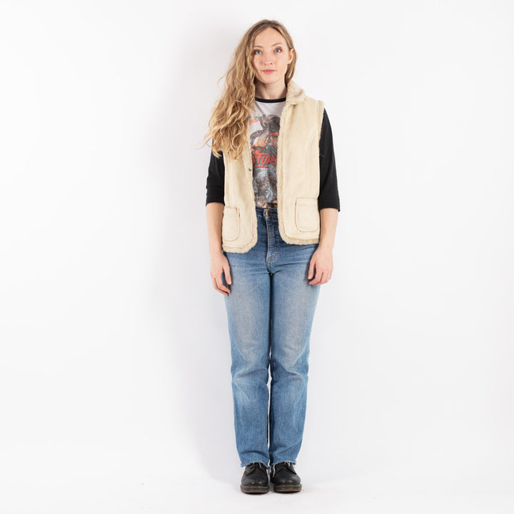 Vintage 00's Women Sherpa Vest in Beige