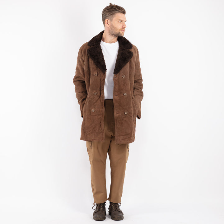 Vintage 70's Men Sheepskin Coat in Brown