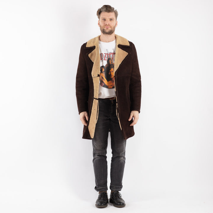 Vintage 70's Men Sheepskin Coat in BrownZ411