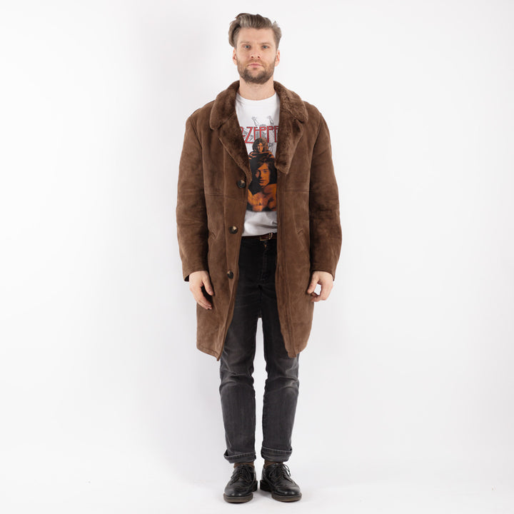 Vintage 70's Men Sheepskin Coat in Brown