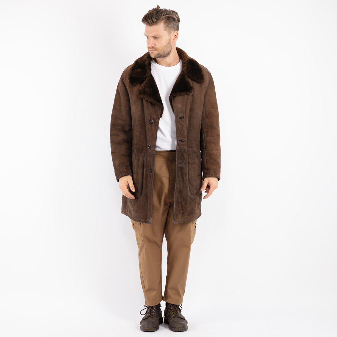 Vintage 70's Men Sheepskin Coat in Brown