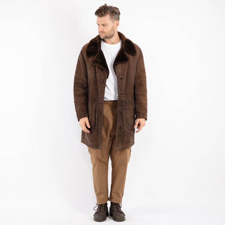 Vintage 70's Men Sheepskin Coat in Brown