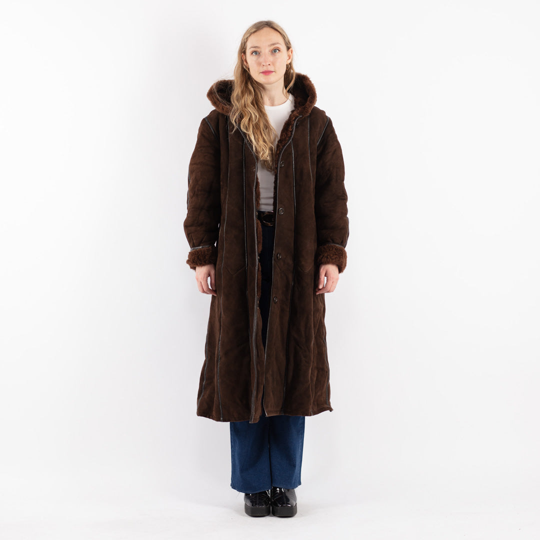 Vintage 70's Women Sheepskin Coat in Brown