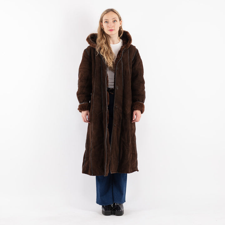 Vintage 70's Women Sheepskin Coat in Brown