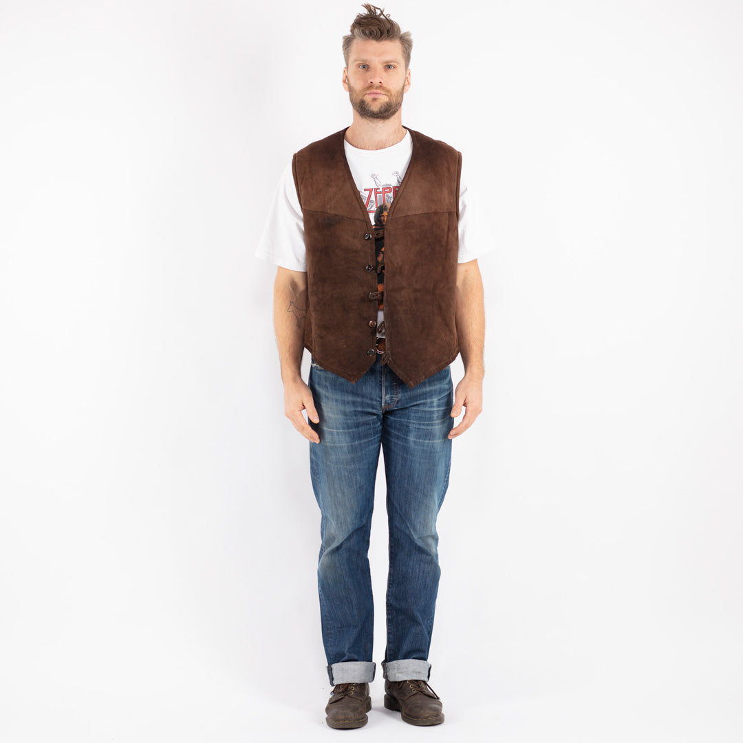 Vintage 70's Men Sheepskin Vest in Brown