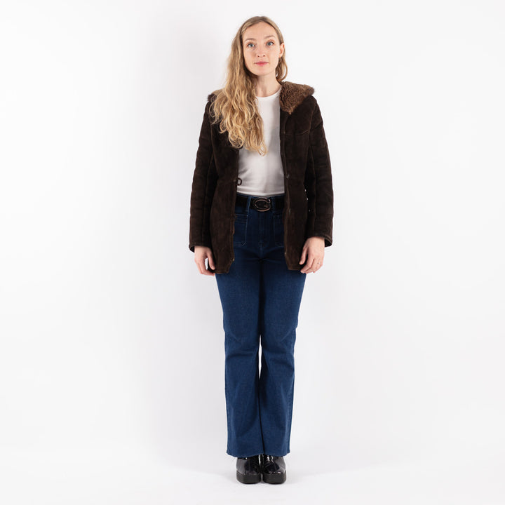 Vintage 70's Women Sheepskin Jacket in Brown