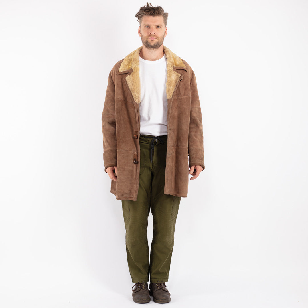 Vintage 70's Men Sheepskin Coat in Brown