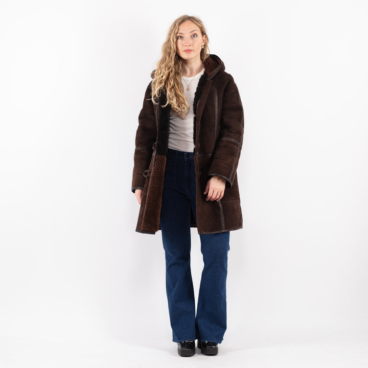 Vintage 70's Women Sheepskin Coat in Brown