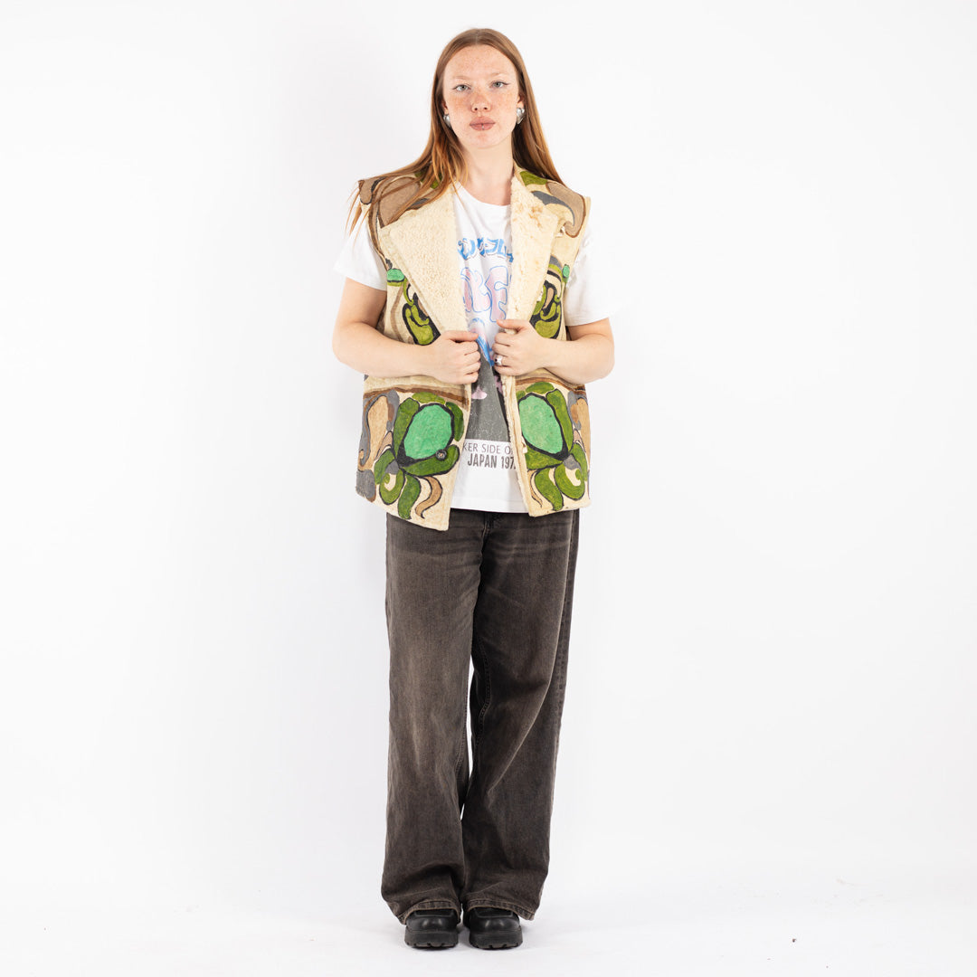 Vintage 70's Women Sheepskin Vest in Multi