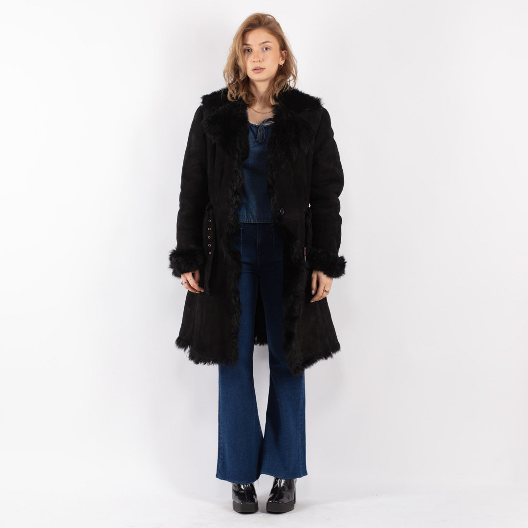 Vintage 90's Women Sheepskin Shearling Coat in