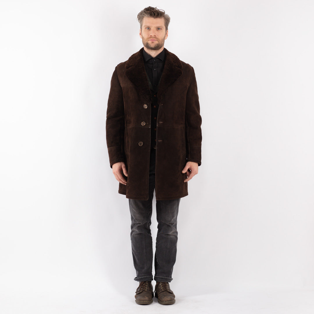 Vintage 70's Men Sheepskin Shearling Coat in