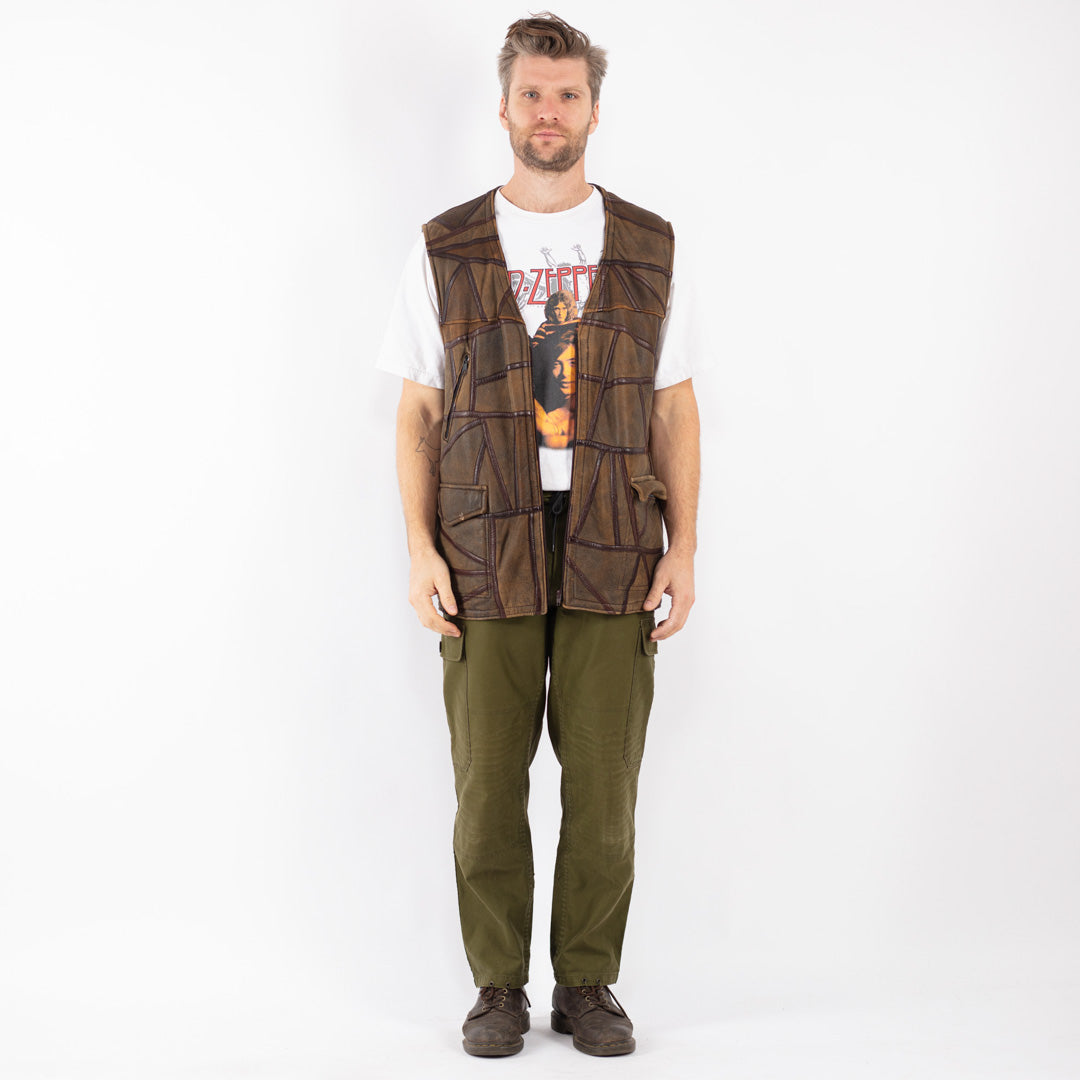 Vintage 90's Men Sheepskin Vest in Brown