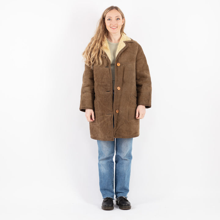 Vintage 70's Women Sheepskin Coat in Beige