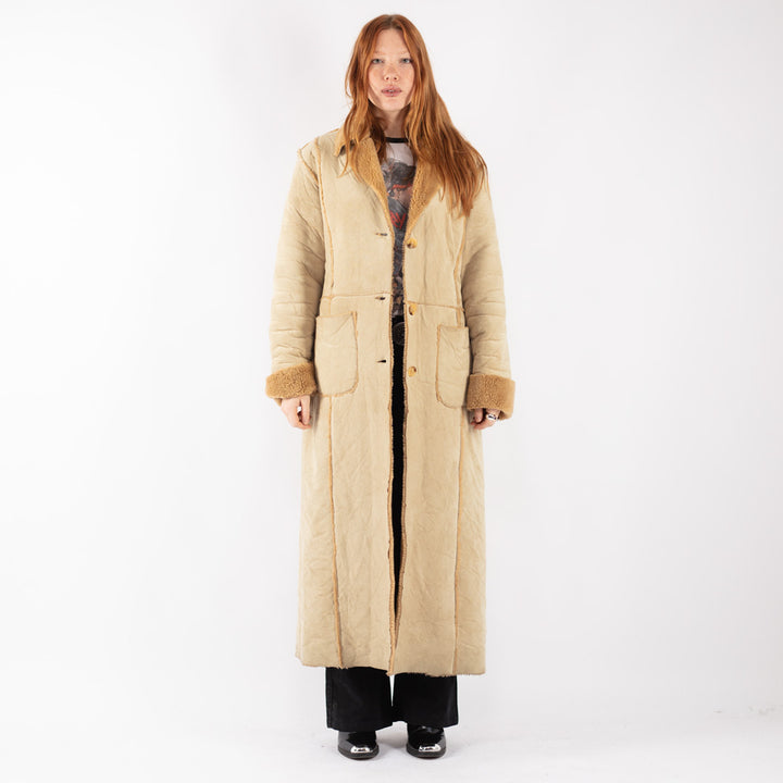 Vintage Women Sherpa Coat in Beige