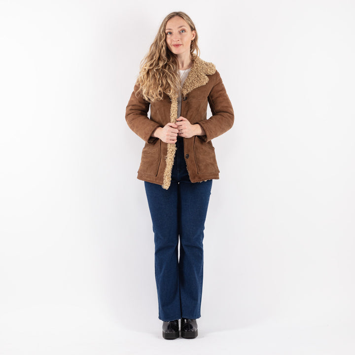 Vintage 70's Women Sheepskin Jacket in Brown