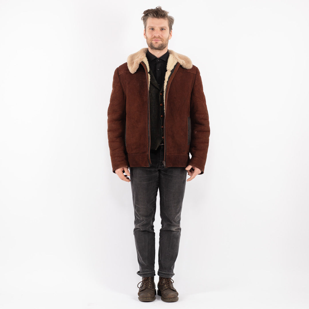 Vintage 70's Men Sheepskin Jacket in Brown