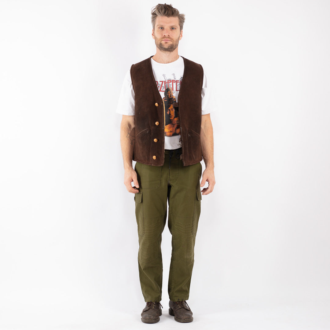 Vintage 70's Men Sheepskin Vest in Brown