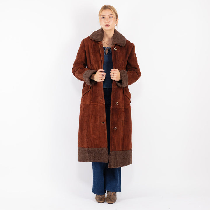 Vintage 70's Women Sheepskin Coat in Brown