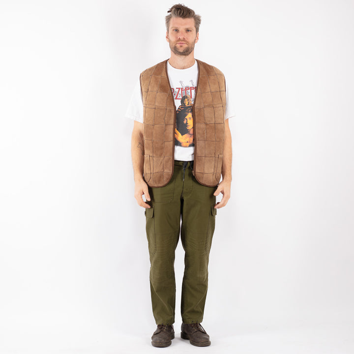 Vintage 70's Men Sheepskin Vest in Beige