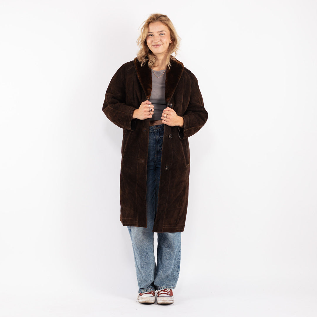 Vintage 70's Women Sheepskin Coat in Brown