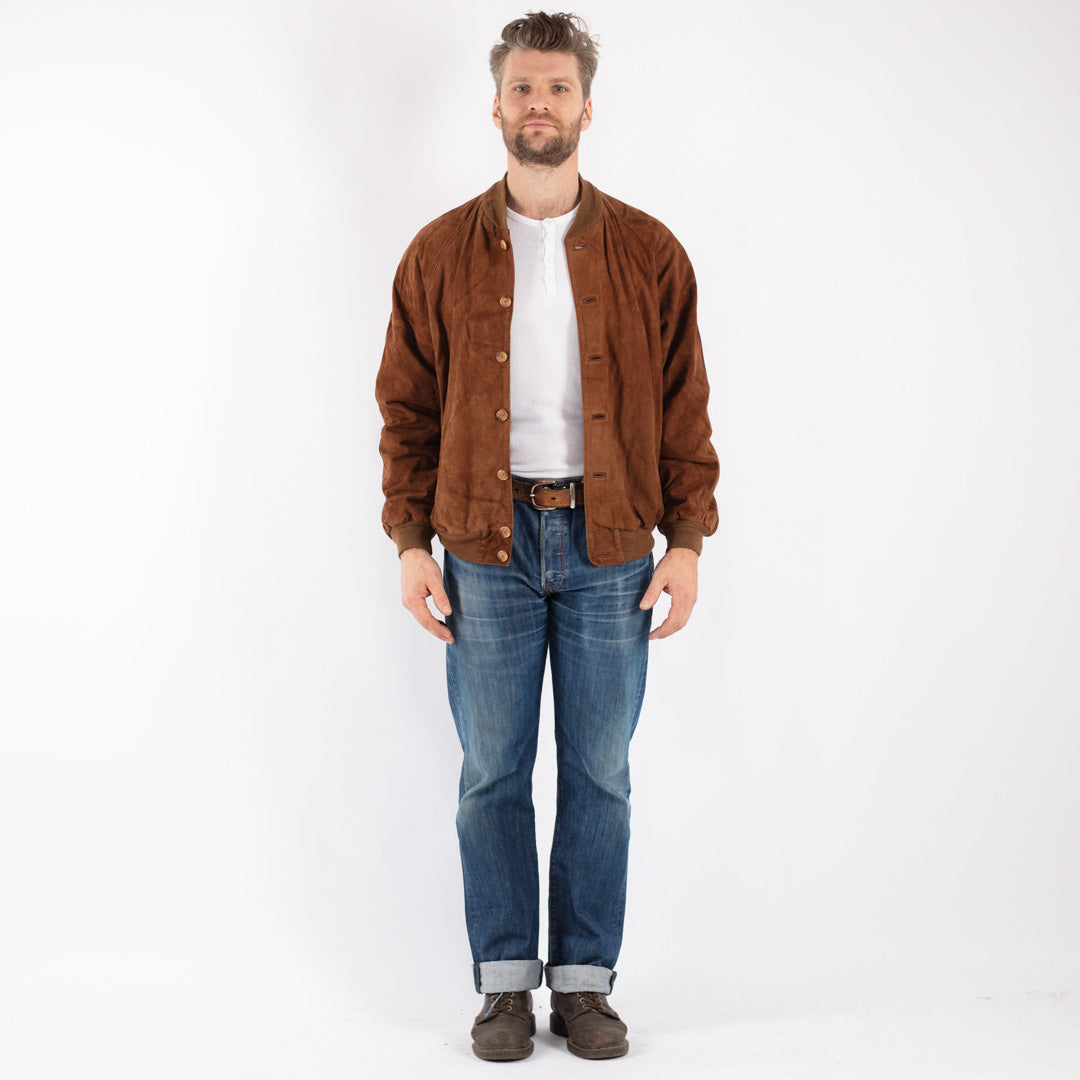 Online Vintage Store | Vintage 90's Men Suede Bomber Jacket in