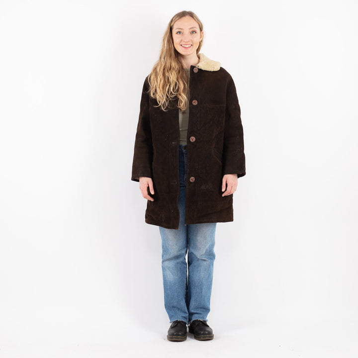 Vintage 70's Women Sheepskin Coat in Brown